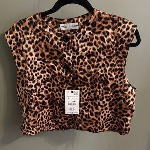 Zara Animal Print Sleeveless Blouse
